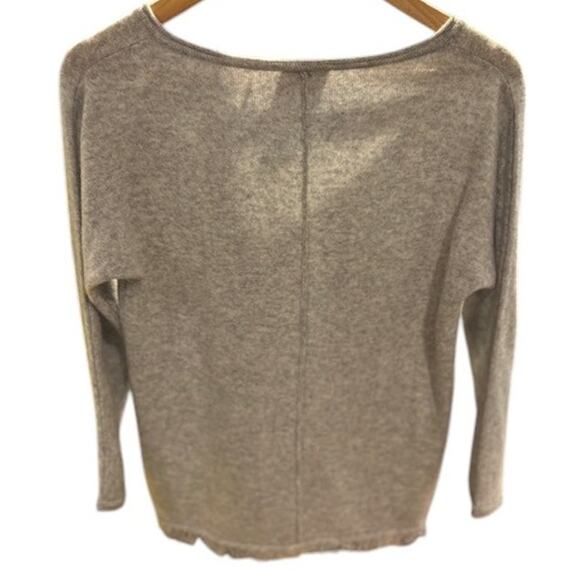 AMICI Pure Gray Grey V Neck 100% Cashmere Fringe 3/4 Dolman Sleeve Sweater SMALL - Picture 10 of 12